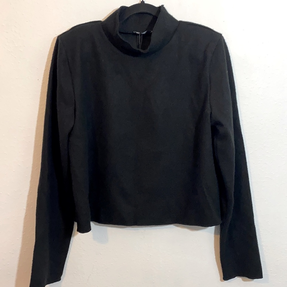 Zara black large cropped sweater top